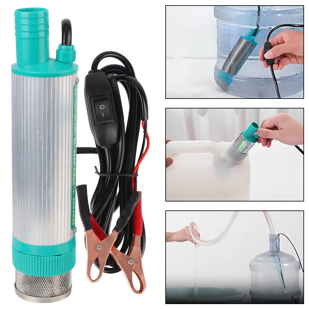 Water Pump Submersible Mini - 12V 30L/นาที ตัวเรือนอะลูมิเนียมอัลลอยด์ สำหรับสูบน้ำมันดีเซล น้ำ ปั๊มถ่ายน้ำมันเชื้อเพลิงแบบจุ่มใต้น้ำ