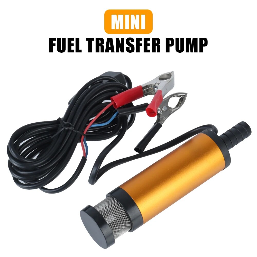 Water Pump Submersible Mini - รถปั๊มน้ํามันไฟฟ้าอลูมิเนียมอัลลอยด์ 12L/min แบบพกพา 12V สําหรับสูบน้ําน้ํามันดีเซล Submersible