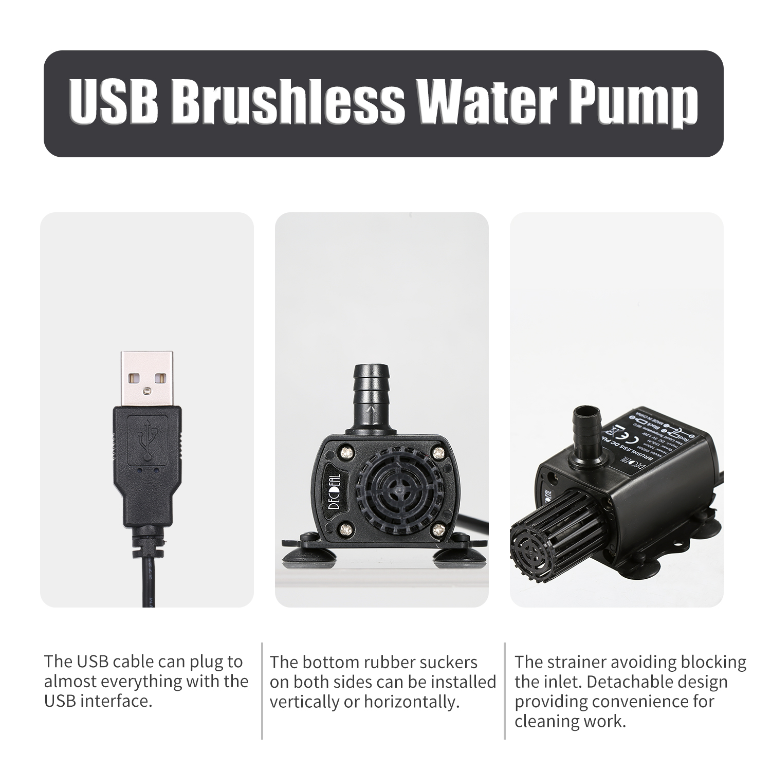 DECDEAL USB ปั๊มน้ําพร้อมกรอง  - Water Pump Submersible Mini บทวิจารณ์และราคา